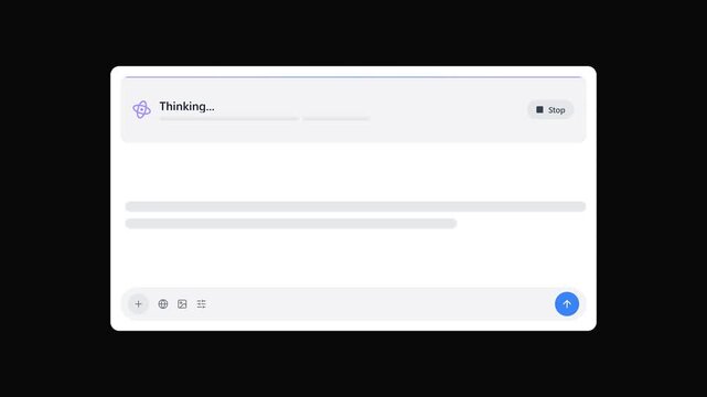 Modern digital chat interface expands from a single line into a functional messaging window with interactive icons for software development demos.