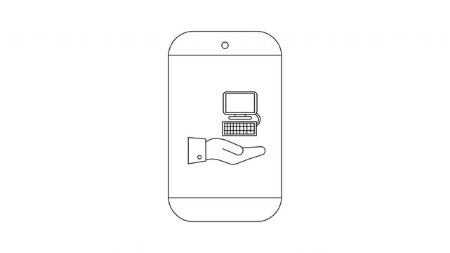 Smartphone App for Computer Support - A Simple Line Art Icon.