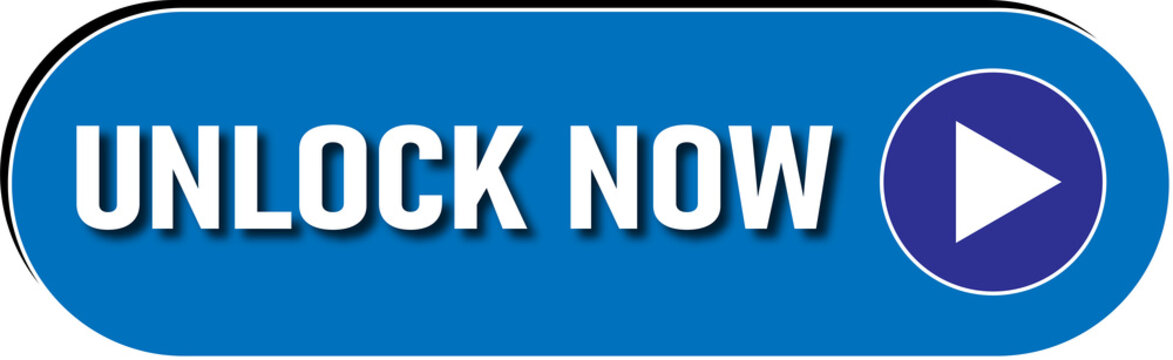 Eye-catching button labeled unlock now with play icon overlay isolated on transparent background