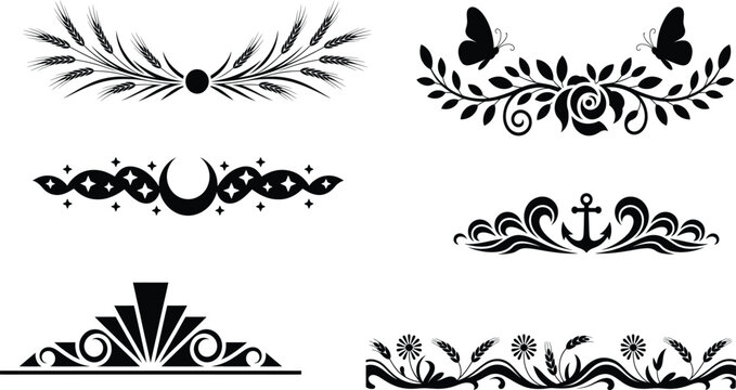 Black and white borders frames wheat