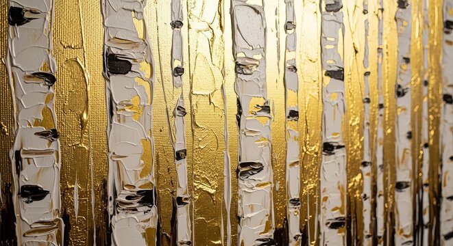 Golden birch forest an abstract impression of nature's verticality and light play