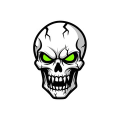 Obraz premium Intense Skull with Glowing Green Eyes Vector Illustration.