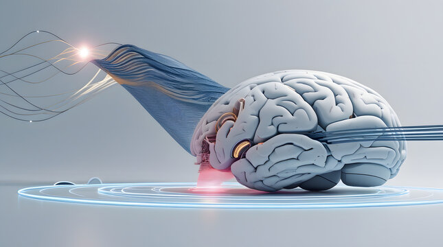 Futuristic Artificial Intelligence Brain with Data Stream and Neural Network Concept