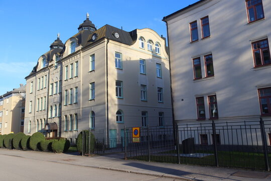 Sweden. Houses and streets in the city of Link&ouml;ping. &Ouml;sterg&ouml;tland province.