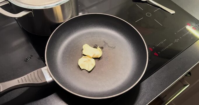 frying pan with butter