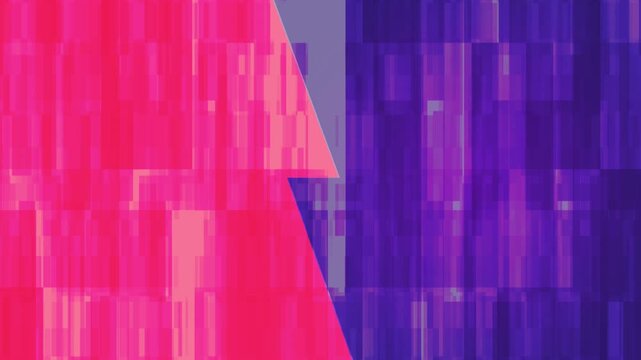 Glitch style versus VS screen with pink and purple distorted background and RGB shift effect. Modern gaming battle concept