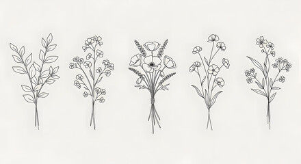Fototapeta premium A beautiful illustration of various flowers and plants in a simple style