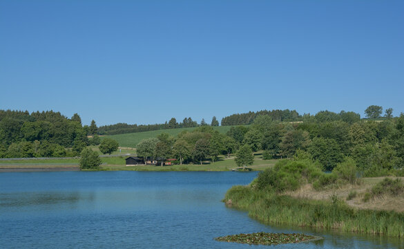 Stauanlage Weilerbach also Lake Freilinger See,the Eifel,Germany
