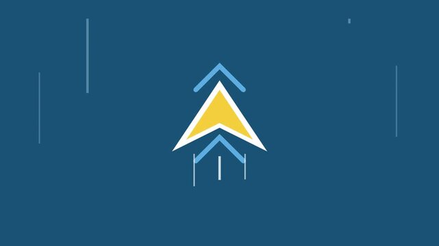 Abstract animation of a yellow arrow moving upwards on a blue background representing progress and growth.