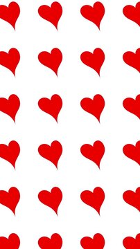 Seamless Heart Pattern Love Valentine Background Romantic Red Shape Design Loop Animation Wedding Graphic Celebration Template