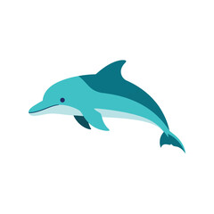 Obraz premium Blue Dolphin Vector Illustration Isolated on White Background for Kids and Education