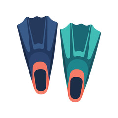 Diving flippers vector illustration isolated on white, colorful swim fins for snorkeling and scuba © azad