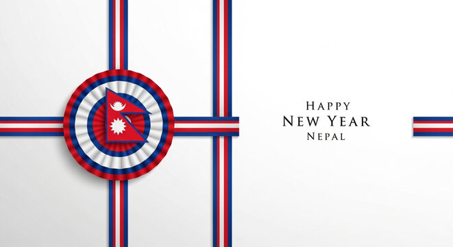 Nepalese new year celebration with national flag and emblem design
