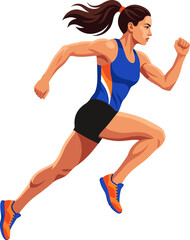 Fototapeta premium Determined young woman sprinting fast during outdoor track and field practice session