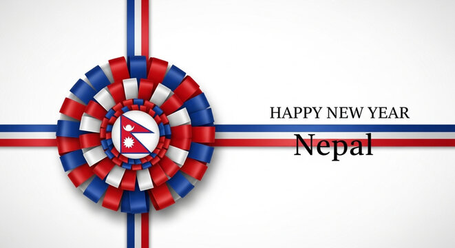 Colorful nepalese new year celebration with national flag wreath design