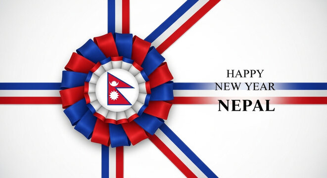 Celebrating new year with nepali cultural elements and festive ribbon design