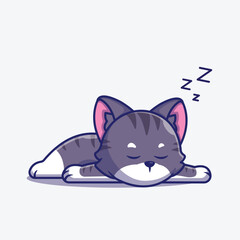 Sleeping cat cartoon cute pet resting illustration © Aryn Studio