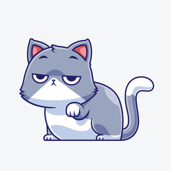 Cute angry cat cartoon character cute pet expression illustration © Aryn Studio