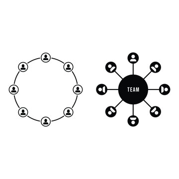 Black and white vector illustrations of teamwork and collaboration concepts