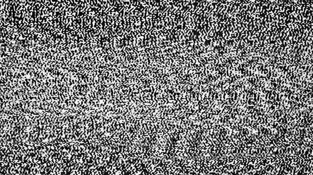 Noises glitches of an old broken TV, rarity, broken antenna, background of noises glitches sticking black and white. TV screen static noise glitch effect. Glitch error video damage