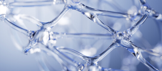 Intricate liquid glass cellular pattern, resembling organic structures, cosmetic product or medical concept background, 3d rendering © vpanteon