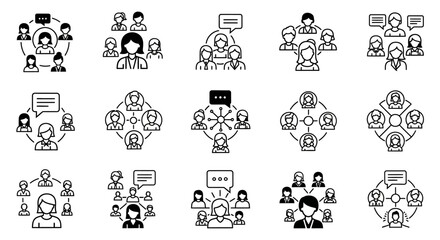 Obraz premium Black and white business teamwork icons.