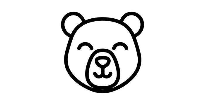 Cute Bear Face Vector Icon Minimalist Illustration
