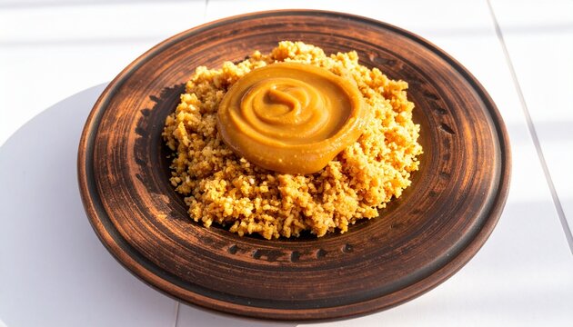 Malian T&ocirc; Millet Porridge with Peanut Sauce. Traditional African Food