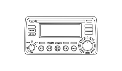 Fototapeta premium Car radio outline icon vector audio system symbol