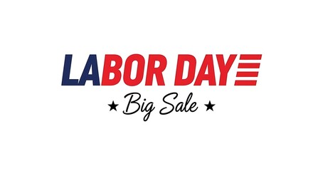 Fototapeta premium Labor Day Big Sale promotional typography, patriotic American holiday discount banner, red white and blue marketing graphic with stars and stripes