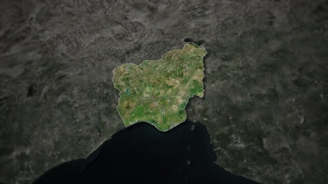 Nigeria Map Animation with White Borders, Digital Country Borders and Light Transition Background
