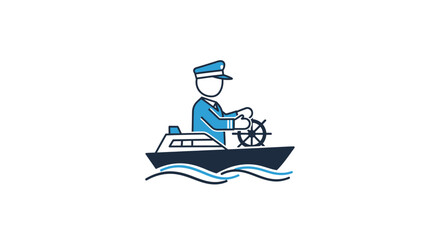 Sailor steering a boat wheel. © Novi Ratnasari