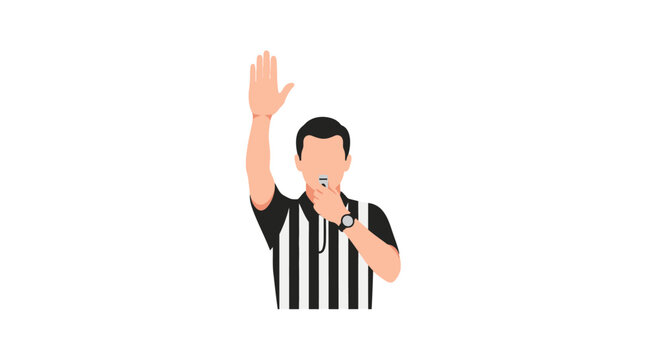 Referee in black and white stripes.