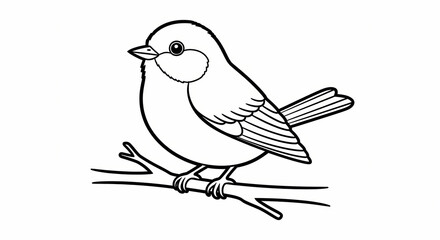 Fototapeta premium Black and white illustration of a bird on a branch