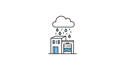 Fototapeta premium Simple house with rain falling down.