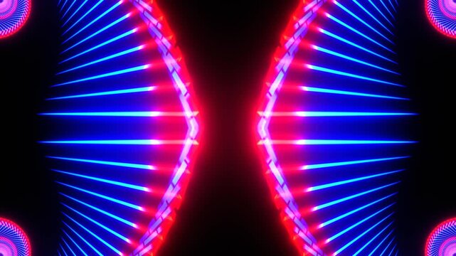Red and Blue Neon Dragon Tail Kaleidoscope Background VJ Loop in 4K