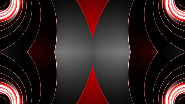 Red and White Neon Light Moves in Spiral Kaleidoscope Background VJ Loop in 4K