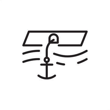Anchor handling icon symbolizing offshore mooring, representing AHTS hardware, winch tools, subsea stabilizer gear, tethering systems, and industrial maritime logistics for drilling rig positioning.