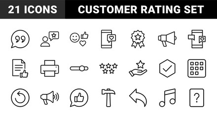 Obraz premium Minimalist customer feedback and review outline icons