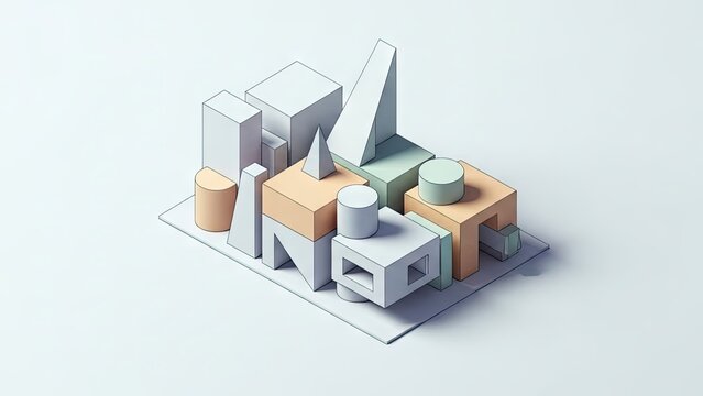 Isometric architectural cityscape abstract illustration modern design on white