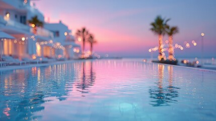 Obraz premium Beach hotel blur in Turkey with summer holiday and relaxation
