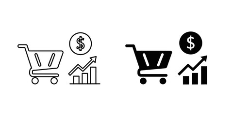 shopping cart with rising dollar coins growth profit flat design vector illustration © FarukStock