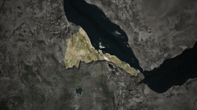 ERITREA Map Animation with White Borders, Digital Country Borders and Light Transition Background