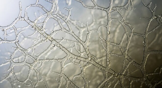 Microscopic View of Fungal Hyphae Network Structure.