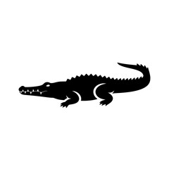 Fototapeta premium Black silhouette of a crocodile