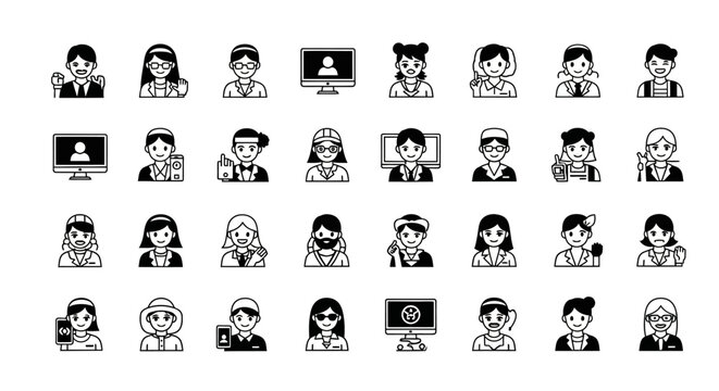 Diverse group of cartoon people characters.