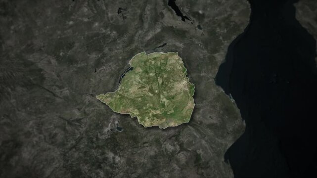 ZIMBABWE Map Animation with White Borders, Digital Country Borders and Light Transition Background