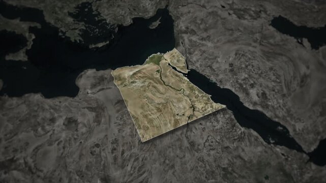 EGYPT Map Animation with White Borders, Digital Country Borders and Light Transition Background