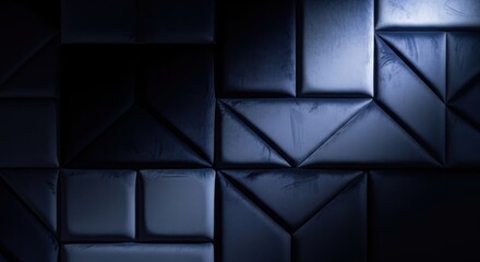 Fototapeta premium Deep indigo velvet upholstery with varying shades and geometric patterns