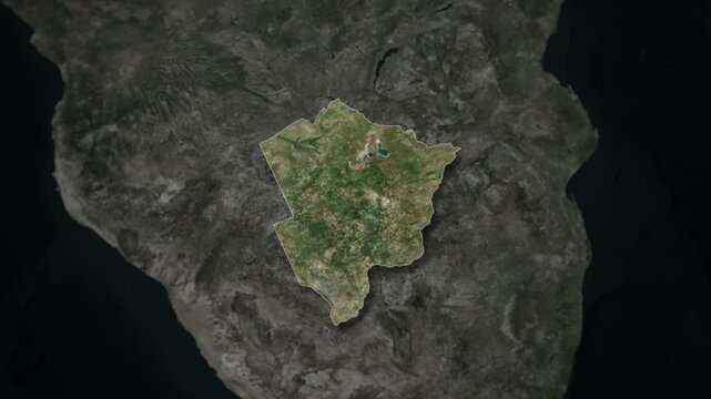 BOTSWANA Map Animation with White Borders, Digital Country Borders and Light Transition Background